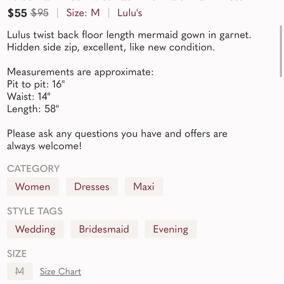 Lulus Dark Red Twist Back Mermaid Maxi Dress M - Picture 3 of 4